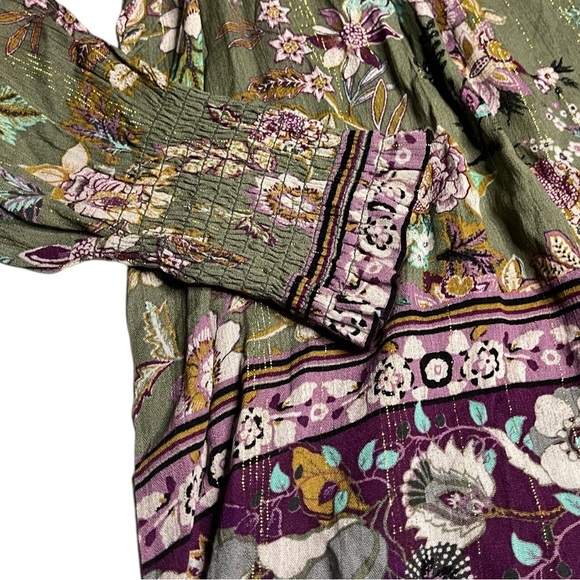 Farmers Market By OneWorld Womens Blouse Size XL Green Floral Button Up Top - Picture 3 of 5